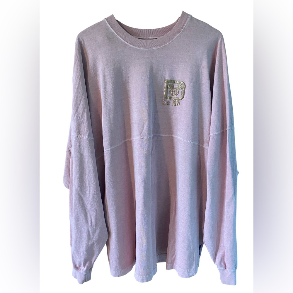 Disney world spirit jersey Women XXL Oversized Long Sleeve Top Pink Logo